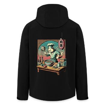 Ramen Nouilles Chat Lover Kawaii Rétro Japon - Veste softshell homme en polyester recyclé Stanley/Stella - noir - Dos - AI Model Male 185 light (185cm)