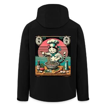 Ramen Noodles Cats Chef Kawaii Retro Japan - Men’s Recycled Softshell Jacket by Stanley/Stella - black - Back - AI Model Male 185 light (185cm)