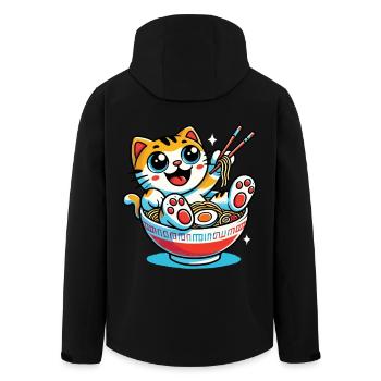 Chat kawaii avec bol de nouilles ramen style anime - Veste softshell homme en polyester recyclé Stanley/Stella - noir - Dos - AI Model Male 185 light (185cm)