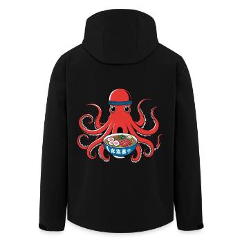 Octopus Ramen Noodles Japan Retro Style - Men’s Recycled Softshell Jacket by Stanley/Stella - black - Back - AI Model Male 185 light (185cm)