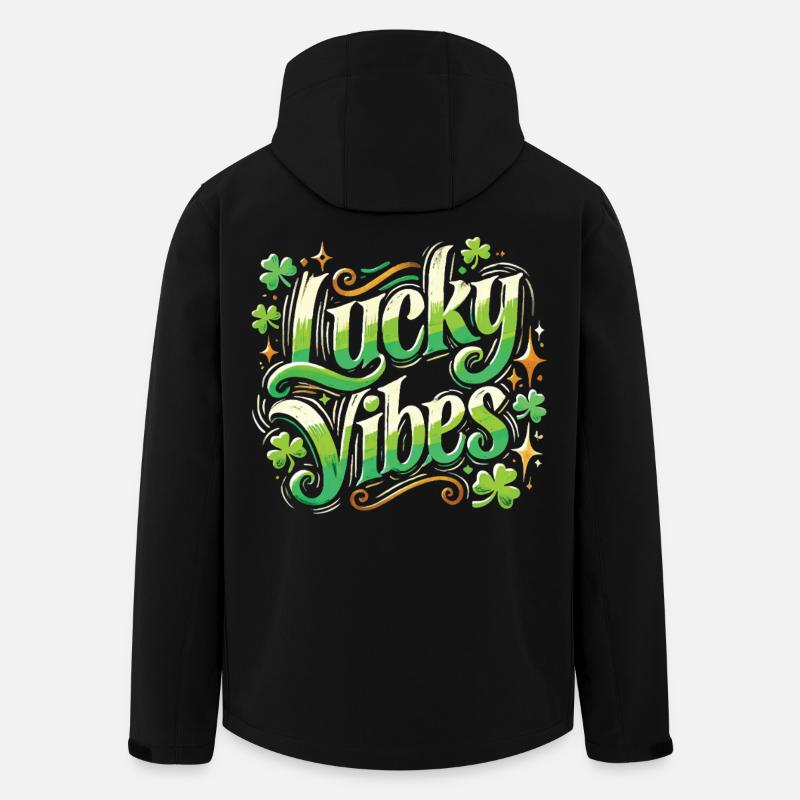 Saint-Patrick Lucky Vibes Shamrock - Veste softshell homme en polyester recyclé Stanley/Stella - noir