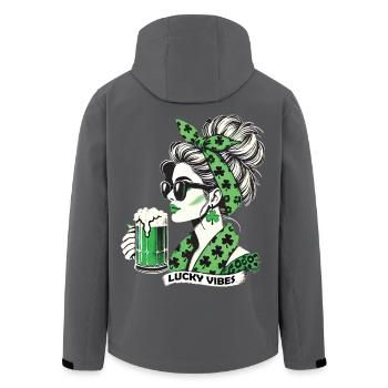 Happy Vibes St. Patrick's Day Woman - Men’s Recycled Softshell Jacket by Stanley/Stella - black - Back - AI Model Male 185 light (185cm)