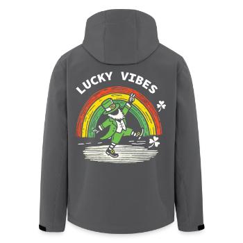 Happy Vibes St. Patrick's Day Rainbow - Men’s Recycled Softshell Jacket by Stanley/Stella - black - Back - AI Model Male 185 light (185cm)