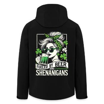 Saint-Patrick Bière drôle Shamrock Fun - Veste softshell homme en polyester recyclé Stanley/Stella - noir - Dos - AI Model Male 185 light (185cm)