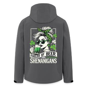St. Patrick's Day Funny Beer Shamrock Fun - Men’s Recycled Softshell Jacket by Stanley/Stella - anthracite - Back - AI Model Male 185 light (185cm)
