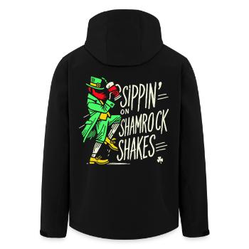 Sippin' On Shamrock Shakes St. Patrick's Day - Recycelte Männer Softshell-Jacke von Stanley/Stella - Schwarz - Hinten - AI Model Male 185 light (185cm)