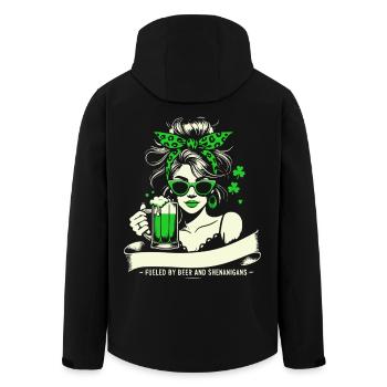Saint-Patrick : Bière et manigances - Veste softshell homme en polyester recyclé Stanley/Stella - noir - Dos - AI Model Male 185 light (185cm)