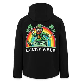 St. Patrick's Day Lucky Vibes Rainbow - Men’s Recycled Softshell Jacket by Stanley/Stella - black - Back - AI Model Male 185 light (185cm)