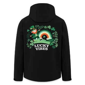 Saint-Patrick Lucky Vibes Arc-en-ciel - Veste softshell homme en polyester recyclé Stanley/Stella - noir - Dos - AI Model Male 185 light (185cm)