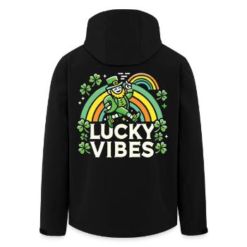 Saint-Patrick Lucky Vibes Arc-en-ciel - Veste softshell homme en polyester recyclé Stanley/Stella - noir - Dos - AI Model Male 185 light (185cm)