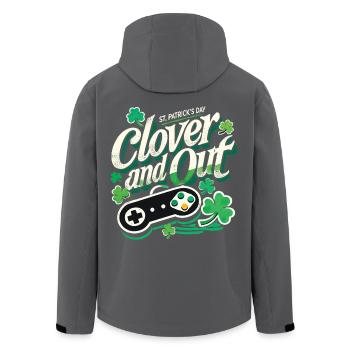 St. Patrick's Day Retro Gaming clover and out - Men’s Recycled Softshell Jacket by Stanley/Stella - black - Back - AI Model Male 185 light (185cm)