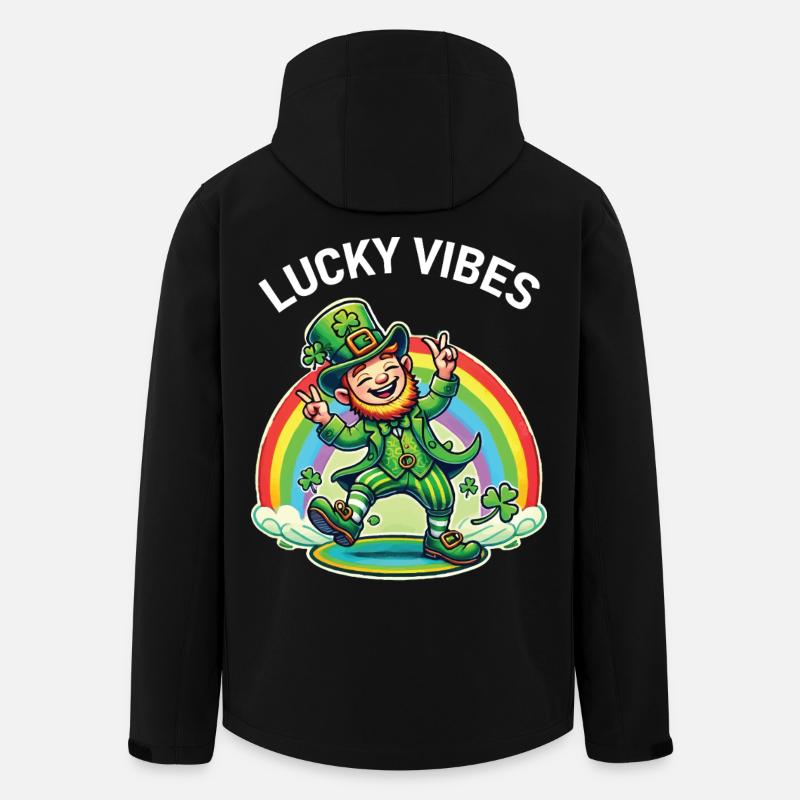 Joyeuses vibrations de la Saint-Patrick - Veste softshell homme en polyester recyclé Stanley/Stella - noir