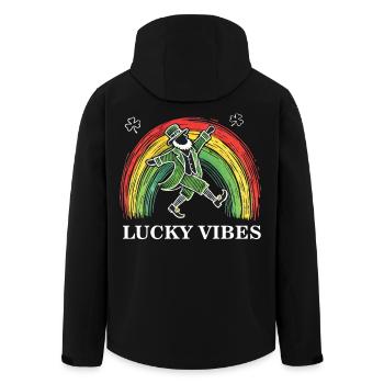 Happy Vibes St. Patrick's Day Rainbow - Men’s Recycled Softshell Jacket by Stanley/Stella - black - Back - AI Model Male 185 light (185cm)