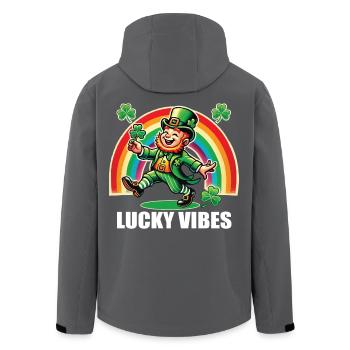 Saint-Patrick Lucky Vibes Arc-en-ciel - Veste softshell homme en polyester recyclé Stanley/Stella - noir - Dos - AI Model Male 185 light (185cm)