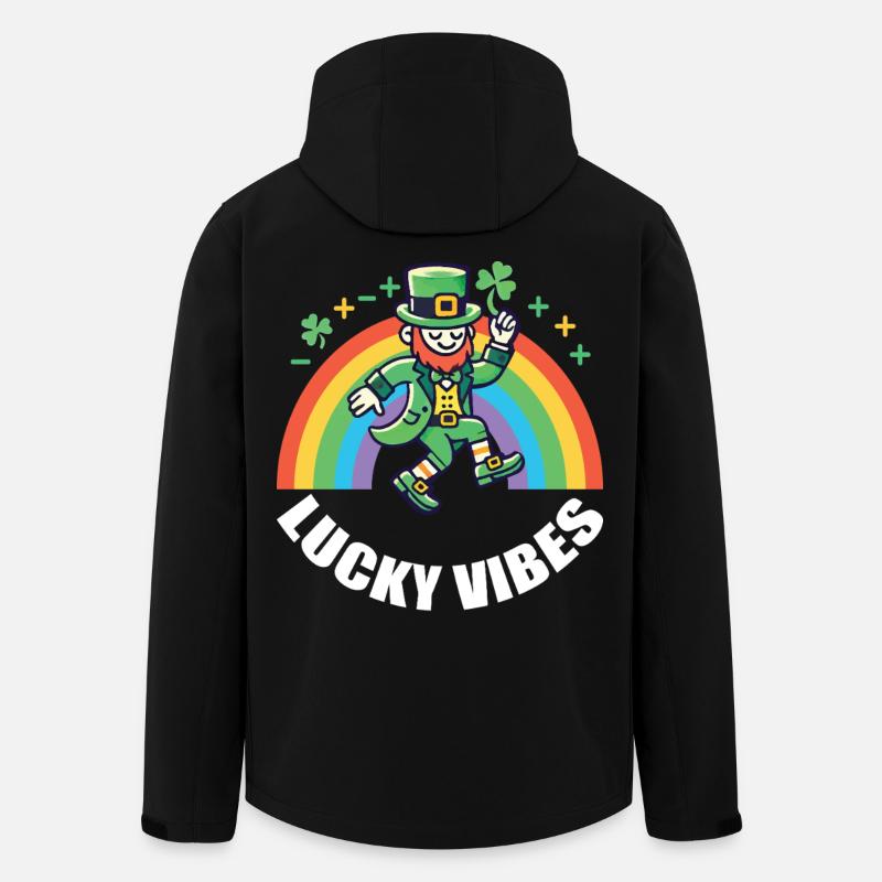 Saint-Patrick Happy Vibes Arc-en-ciel - Veste softshell homme en polyester recyclé Stanley/Stella - noir
