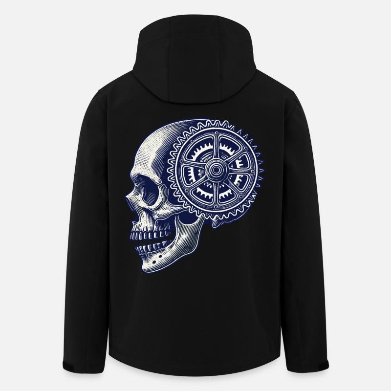 Vélo crâne engrenage cyclisme oeuvre - Veste softshell homme en polyester recyclé Stanley/Stella - noir