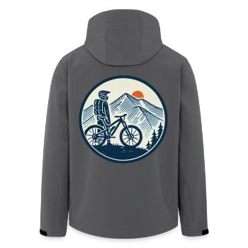 Mountain Bike Adventure Bike Mountains - Men’s Recycled Softshell Jacket by Stanley/Stella - black - Back - AI Model Male 185 light (185cm)