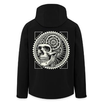 Fahrradliebhaber Schädel Zahnräder - Recycelte Männer Softshell-Jacke von Stanley/Stella - Schwarz - Hinten - AI Model Male 185 light (185cm)