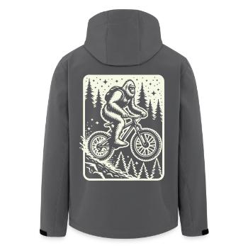 Aventure à vélo avec Bigfoot dans la forêt - Veste softshell homme en polyester recyclé Stanley/Stella - noir - Dos - AI Model Male 185 light (185cm)