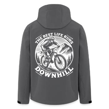 Bike Adventure Downhill Mountain Retro - Men’s Recycled Softshell Jacket by Stanley/Stella - black - Back - AI Model Male 185 light (185cm)
