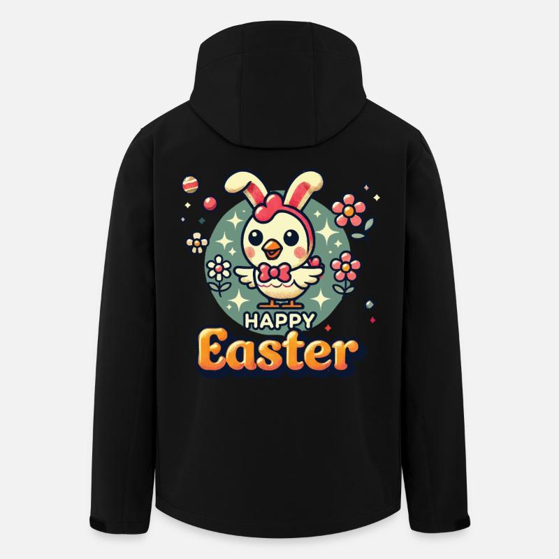 Happy Easter Retro Chick Illustration - Men’s Recycled Softshell Jacket by Stanley/Stella - black