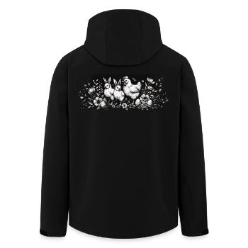 Poules de Pâques Poussins Lapins de Pâques Rétro Cottagecore - Veste softshell homme en polyester recyclé Stanley/Stella - noir - Dos - AI Model Male 185 light (185cm)