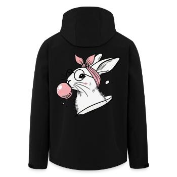Easter bunny with bubble gum bubble in retro vintage - Men’s Recycled Softshell Jacket by Stanley/Stella - black - Back - AI Model Male 185 light (185cm)