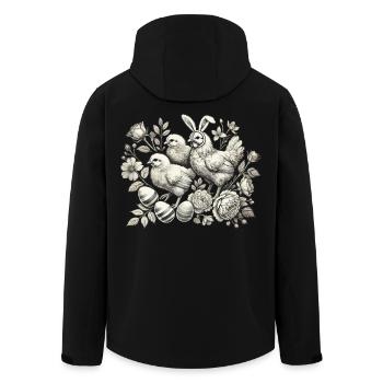 Poussin de Pâques Vintage Poulet Amoureux Rétro - Veste softshell homme en polyester recyclé Stanley/Stella - noir - Dos - AI Model Male 185 light (185cm)