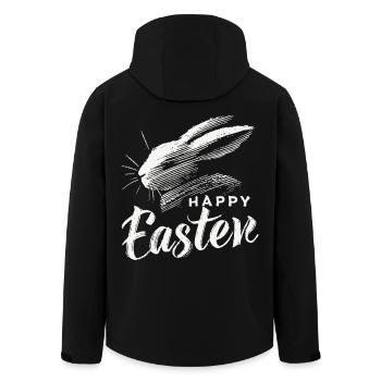 Vintage Easter Bunny Happy Easter Design - Men’s Recycled Softshell Jacket by Stanley/Stella - black - Back - AI Model Male 185 light (185cm)