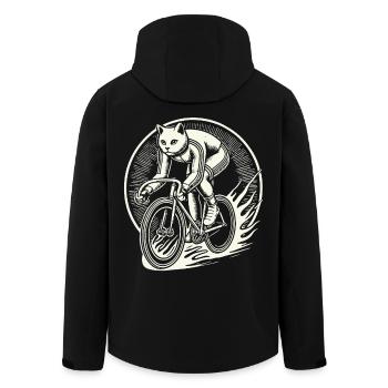 Chats Vélo Design pour Femmes Avec Humour - Veste softshell homme en polyester recyclé Stanley/Stella - noir - Dos - AI Model Male 185 light (185cm)