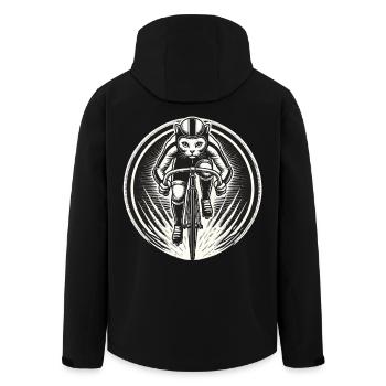 Sportliche Katze auf Fahrrad für Rennradfans - Recycelte Männer Softshell-Jacke von Stanley/Stella - Schwarz - Hinten - AI Model Male 185 light (185cm)