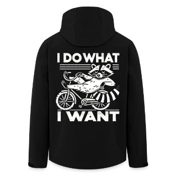 Fahrrad Waschbär Design mit frechem Spruch - Recycelte Männer Softshell-Jacke von Stanley/Stella - Schwarz - Hinten - AI Model Male 185 light (185cm)