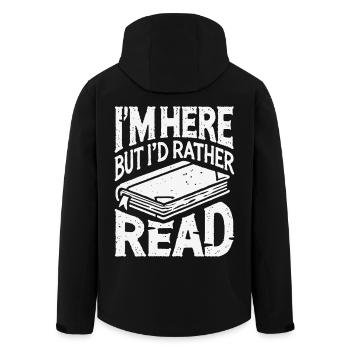 Funny saying for book lovers in retro style - Men’s Recycled Softshell Jacket by Stanley/Stella - black - Back - AI Model Male 185 light (185cm)