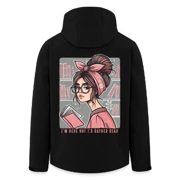 Retro Book Girl Motif for Frequent Readers with Style - Men’s Recycled Softshell Jacket by Stanley/Stella - black - Back - AI Model Male 185 light (185cm)