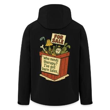 Brocante Marché Vide-grenier Thérapie Vintage Rétro - Veste softshell homme en polyester recyclé Stanley/Stella - noir - Dos - AI Model Male 185 light (185cm)
