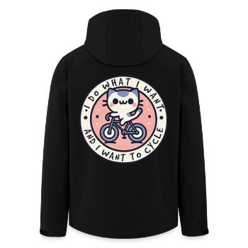 Fahrrad Katze mit frechem Spruch für - Recycelte Männer Softshell-Jacke von Stanley/Stella - Schwarz - Hinten - AI Model Male 185 light (185cm)