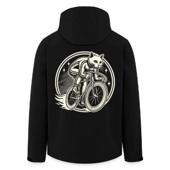 Retro Bicycle Cat for Animal Lovers on Tour - Men’s Recycled Softshell Jacket by Stanley/Stella - black - Back - AI Model Male 185 light (185cm)