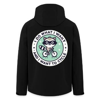 Design de vélo amusant avec raton laveur et attitude - Veste softshell homme en polyester recyclé Stanley/Stella - noir - Dos - AI Model Male 185 light (185cm)