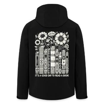 Bücherwurm Leseratte Buchliebhaber Lustiger Buch - Recycelte Männer Softshell-Jacke von Stanley/Stella - Schwarz - Hinten - AI Model Male 185 light (185cm)