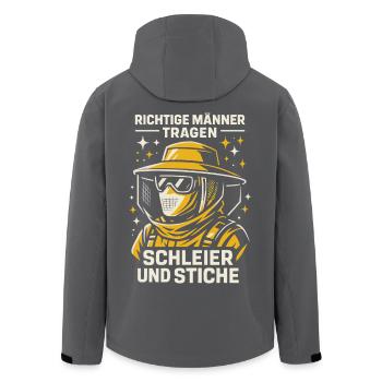 Bienen Imker Richtig Männer Tragen Schleier - Recycelte Männer Softshell-Jacke von Stanley/Stella - Anthrazit - Hinten - AI Model Male 185 light (185cm)