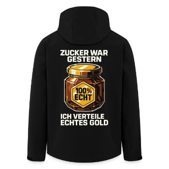 Bienen Imker Zucker War Gestern Echtes Gold Spruch - Recycelte Männer Softshell-Jacke von Stanley/Stella - Schwarz - Hinten - AI Model Male 185 light (185cm)