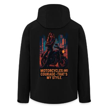 Motorräder Und Mut – Das Ist Mein Stil - Recycelte Männer Softshell-Jacke von Stanley/Stella - Schwarz - Hinten - AI Model Male 185 light (185cm)