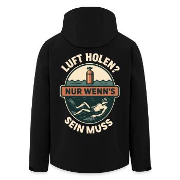 Luft Holen? Nur Wenn's Sein Muss Tauchen - Recycelte Männer Softshell-Jacke von Stanley/Stella - Schwarz - Hinten - AI Model Male 185 light (185cm)