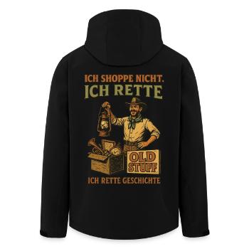 Je ne fais pas de shopping, je sauvegarde les vieux trucs de l’histoire - Veste softshell homme en polyester recyclé Stanley/Stella - noir - Dos - AI Model Male 185 light (185cm)