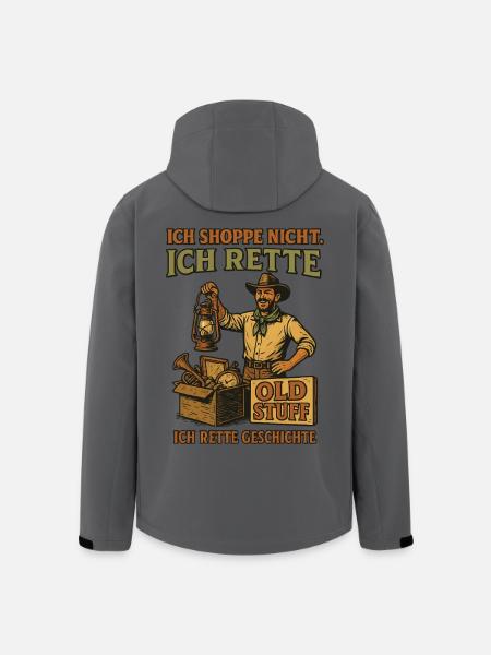 Ich Shoppe Nicht Ich Rette Old Stuff Geschichte - Recycelte Männer Softshell-Jacke von Stanley/Stella - Schwarz