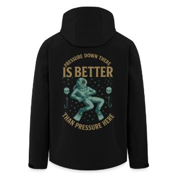 Pressure Down There Is Better Than Pressure Here - Recycelte Männer Softshell-Jacke von Stanley/Stella - Schwarz - Hinten - AI Model Male 185 light (185cm)