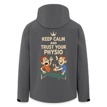 Physiotherapeut Ruhe Bewahren vertrauen - Recycelte Männer Softshell-Jacke von Stanley/Stella - Anthrazit - Hinten - AI Model Male 185 light (185cm)