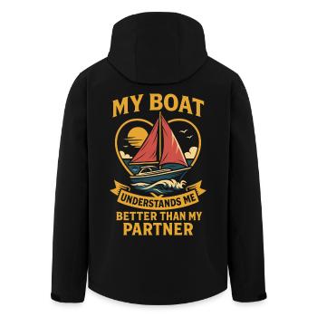 Mein Boot Versteht Mich Besser Humor Kapitän - Recycelte Männer Softshell-Jacke von Stanley/Stella - Schwarz - Hinten - AI Model Male 185 light (185cm)