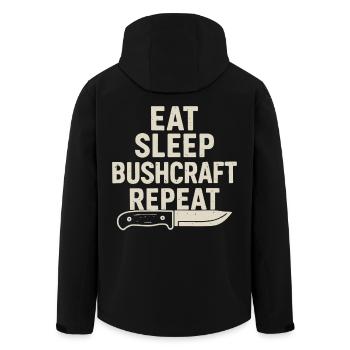 Eating Sleeping Bushcraft Repetition Prepper - Men’s Recycled Softshell Jacket by Stanley/Stella - black - Back - AI Model Male 185 light (185cm)