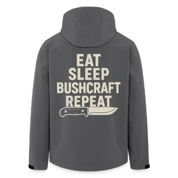 Eating Sleeping Bushcraft Repetition Prepper - Men’s Recycled Softshell Jacket by Stanley/Stella - anthracite - Back - AI Model Male 185 light (185cm)